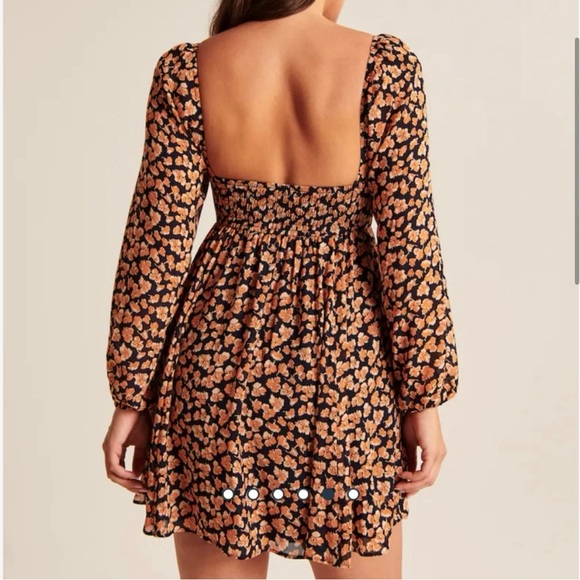 🫎ABERCROMBIE Long Sleeve Babydoll Mini Dress in Floral Print - Picture 4 of 11